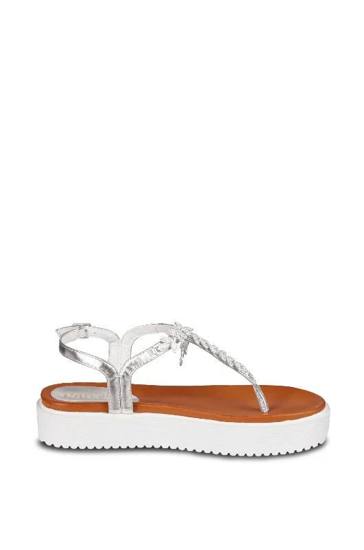 affordable sandals for couples-ADMIRE-SILVER FLAT SANDAL