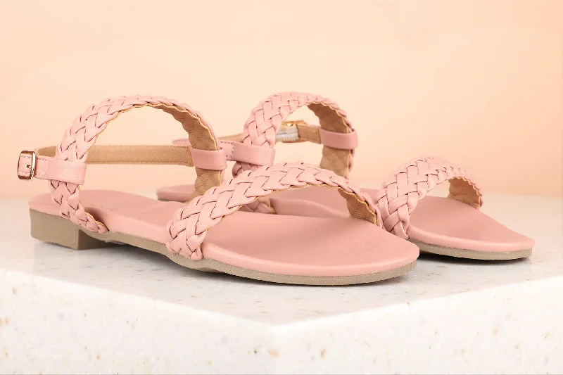 flats with premium location-Women Peach Solid Open Toe Flats