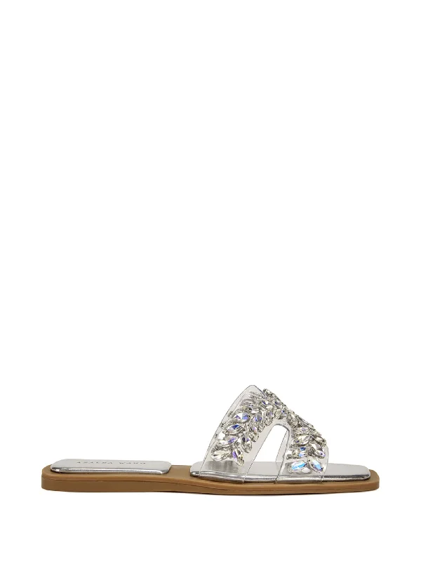 sandals for weekend trips-FALKEN-SILVER FLAT SANDAL