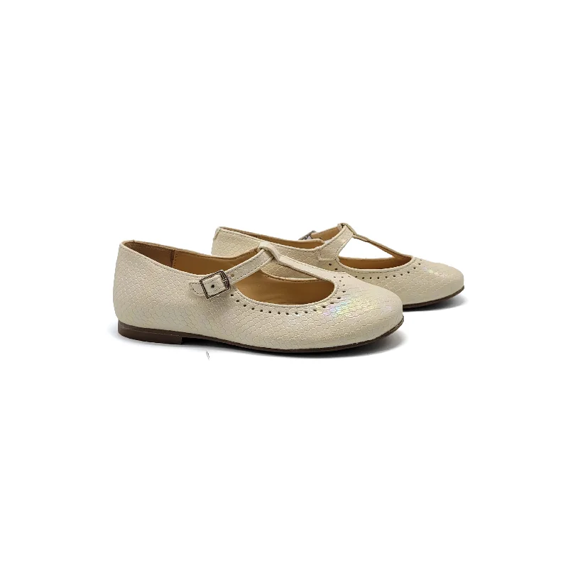 Mary Jane shoe in soft brownBrunellis Ivory Iridescent T-Strap Mary Jane J143