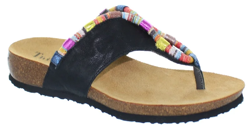 modern sandals near river-Think! Julia Tribal Thong Black