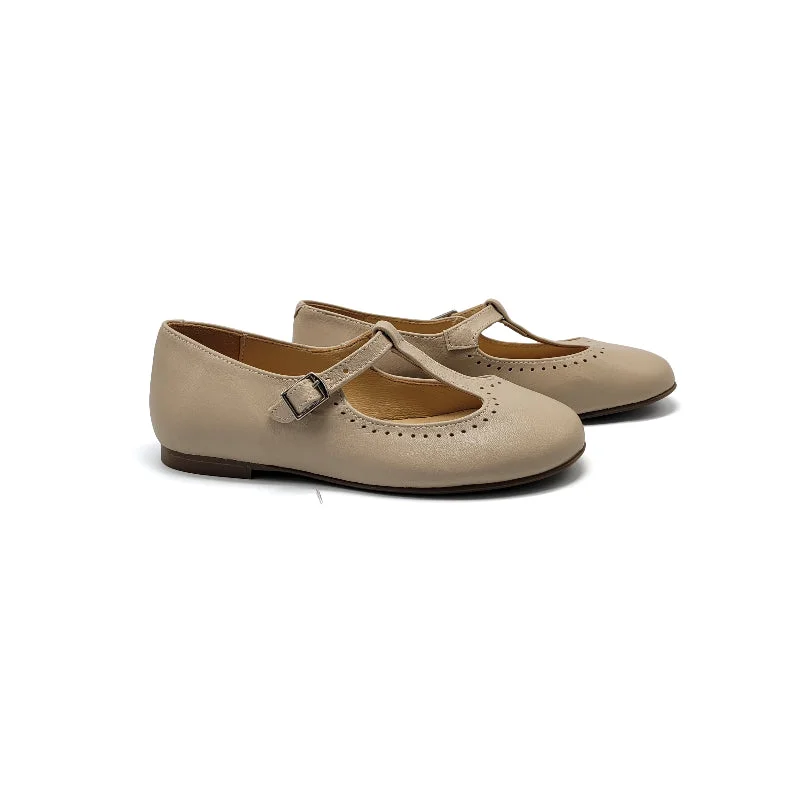 Mary Jane shoe for chic liningBrunellis Taupe T-Strap Mary Jane J143