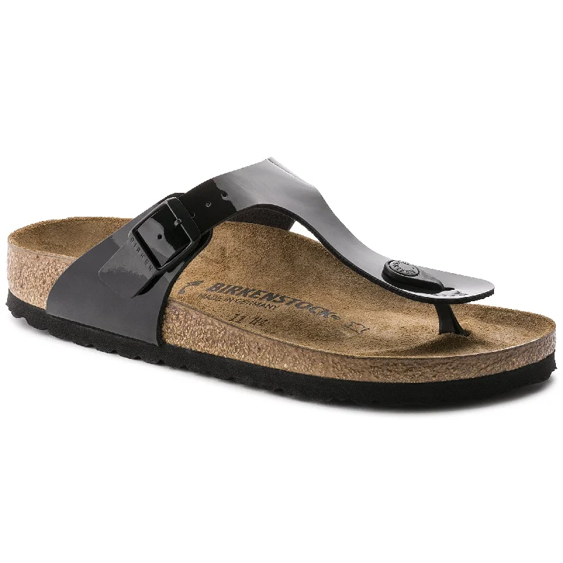 best sandals for trends-Birkenstock Gizeh BF Patent Black R 43661