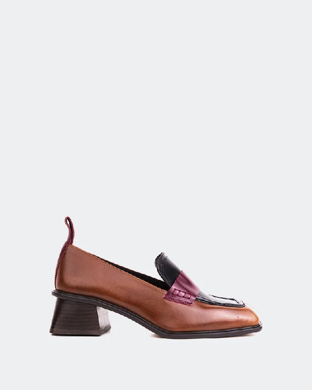 Loafers with strong soles-Rennie Chestnut Mix  Leather