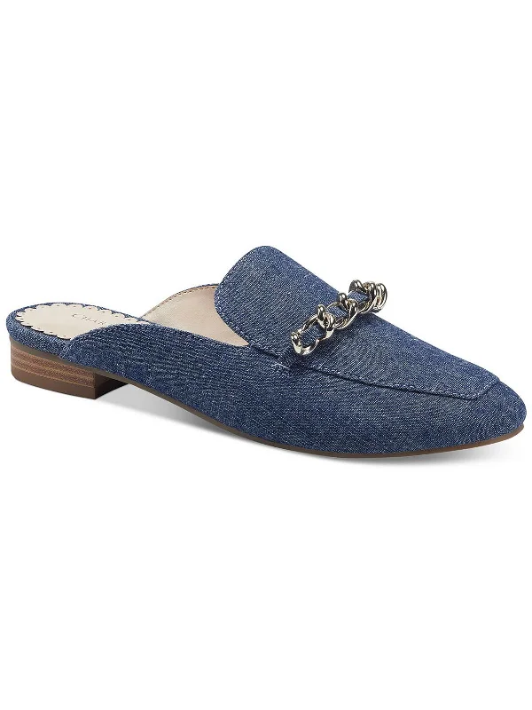 airy light slippers-Kari Womens Faux Suede Chain Mules