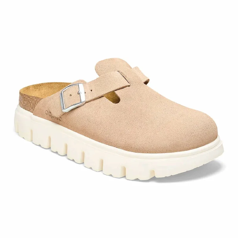 plush women’s slippers-Women's Boston Chunky Clogs - Narrow In Warm Sand Suede