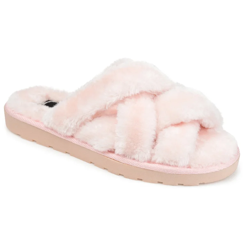 mesh airy slippers-Journee Collection Women's Faux Fur Quiet Slipper