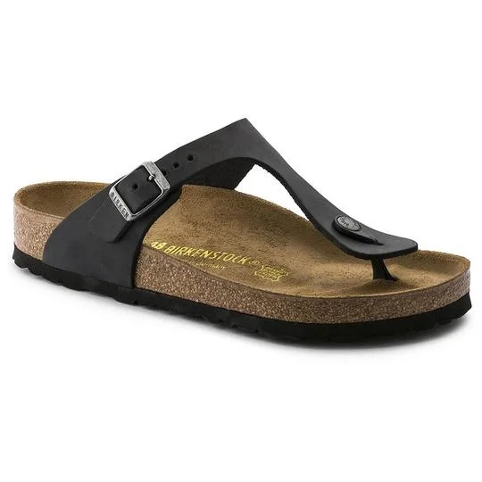 sandals for weekend trips-Birkenstock Gizeh NU Oiled Black R 845251