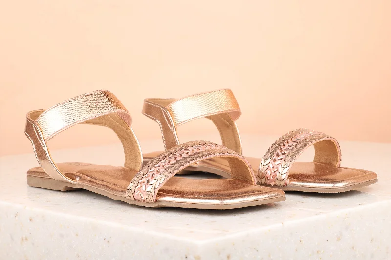 flats near sports facilities-Women Rose Gold Embellished Flats