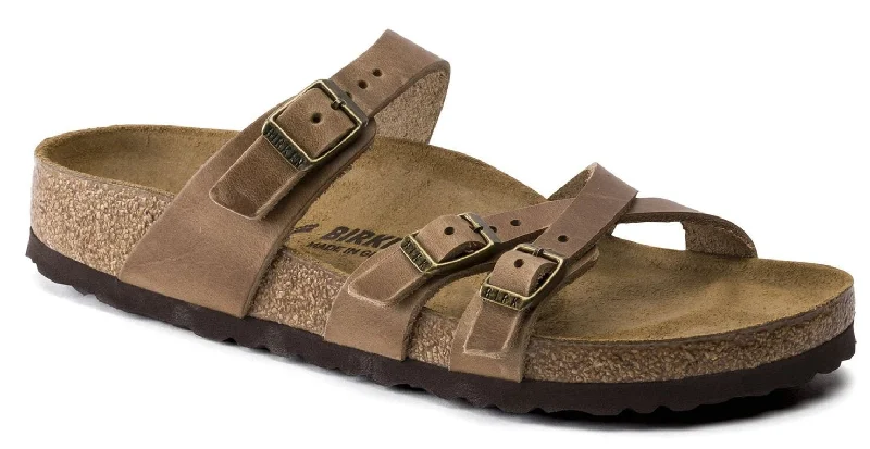 affordable sandals for workers-Birkenstock Franca Oiled Leather Tabacco Brown 1015930