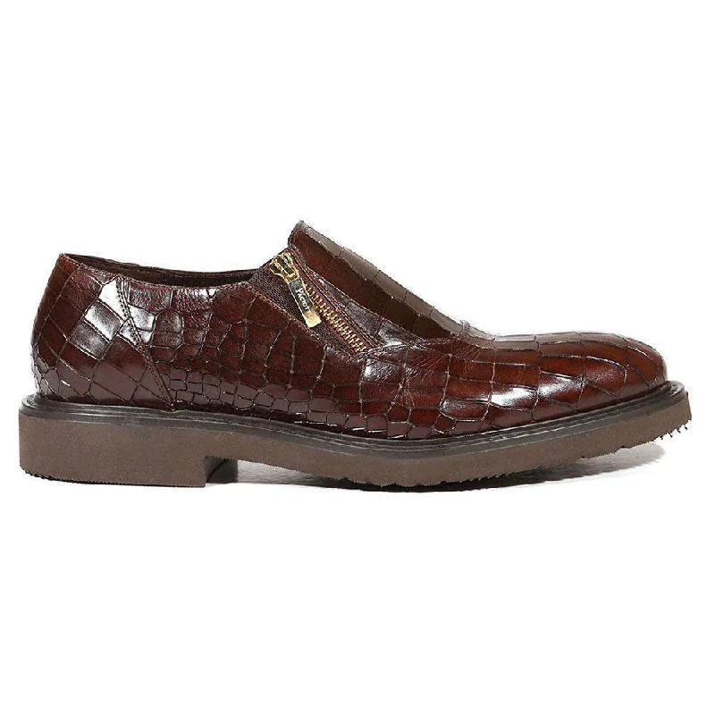 Loafers with custom fit-Cesare Paciotti Luxury Italian Men's Designer Shoes Cocco Lux T Moro Rete Brown Loafers (CPM5001)