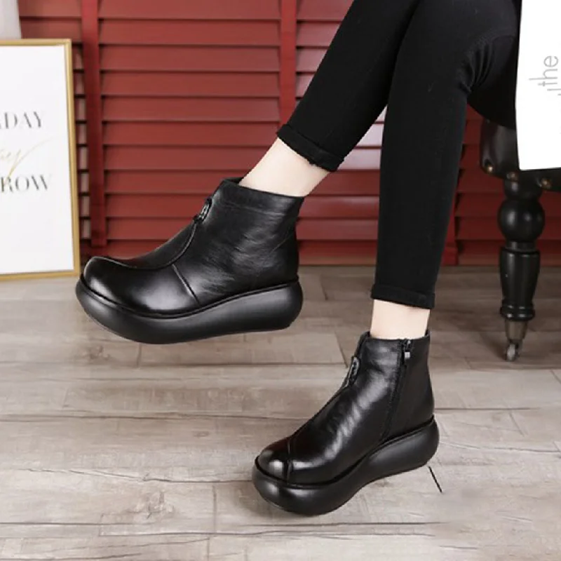 Boots with bold colors-Platform Waterproof Retro Boots Women | Gift Shoes