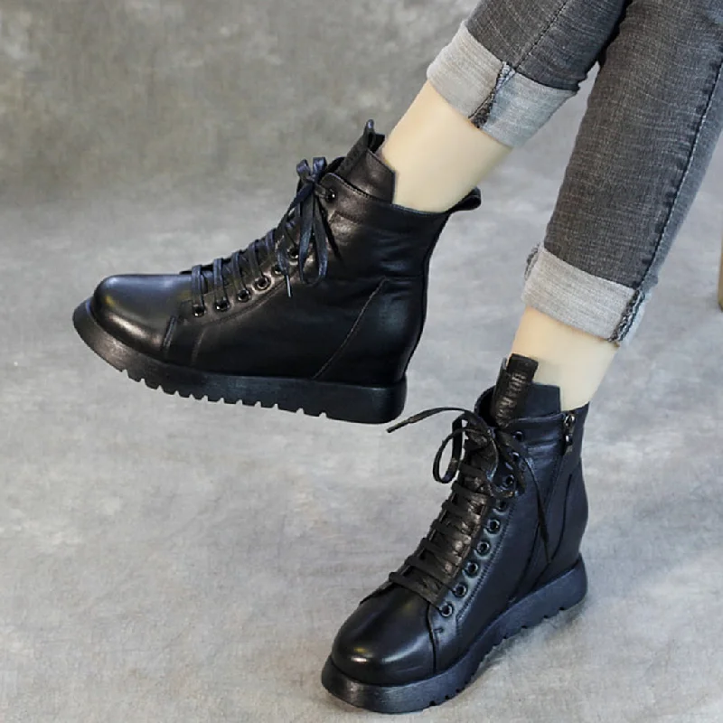 Boots with durable style-Lace-up Platform Waterproof Boots | Gift Shoes