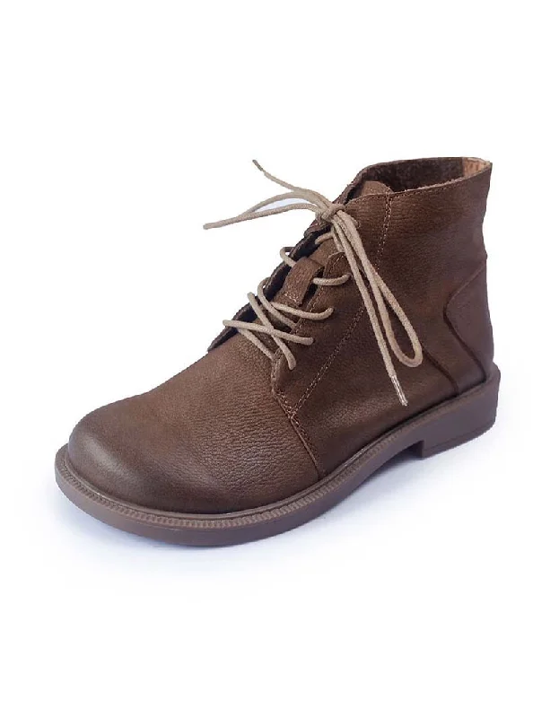 Boots for hiking rush-Soft Leather Wide Head Retro Boots