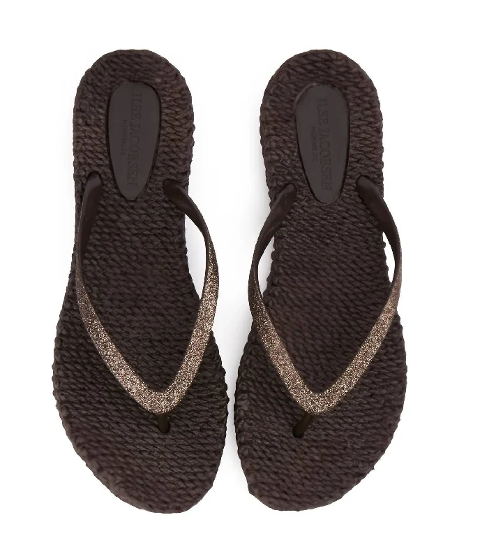 airy vent slippers-Women's Cheerful Glitter Flip Flops In Bronze