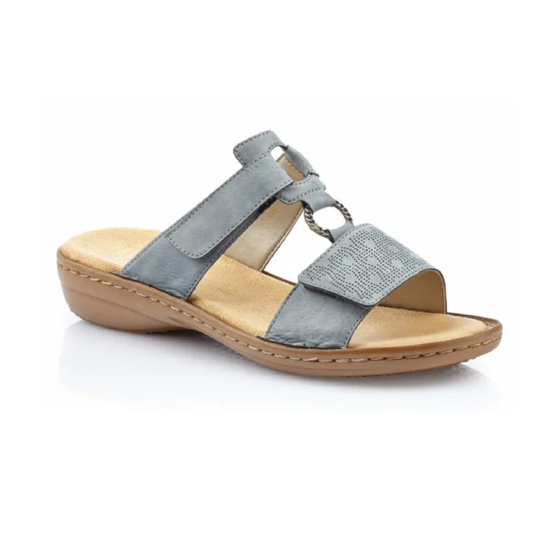 sandals with quiet soles-Rieker 60885-12 Blue