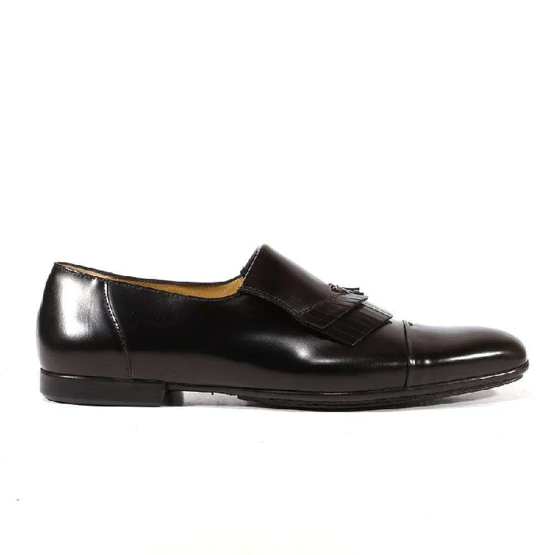 Simple loafers for clean looks-Cesare Paciotti Luxury Italian Men's Designer Shoes Baio Black Leather Loafers (CPM3109)