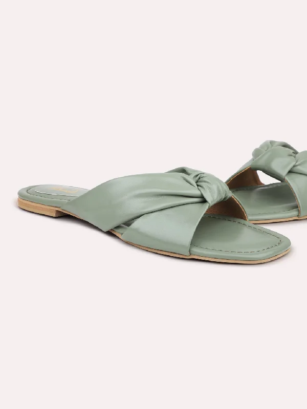 flats with parking included-Women Green Open Toe Flats