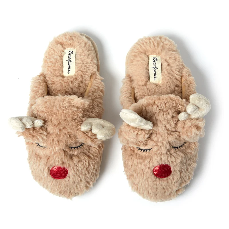 pig plush slippers-Dearfoams Womens Shay Scuff with Applique