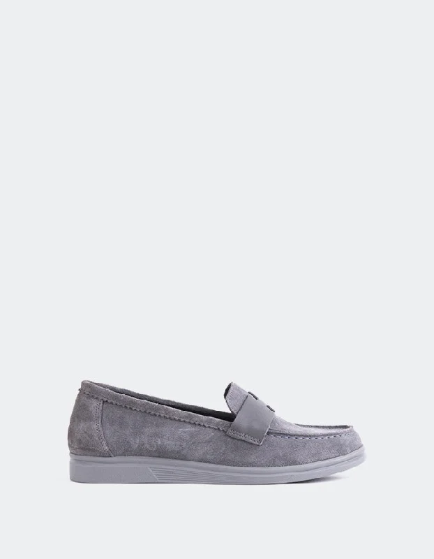 Loafers for outdoor charm-Yasmin Grey Suede