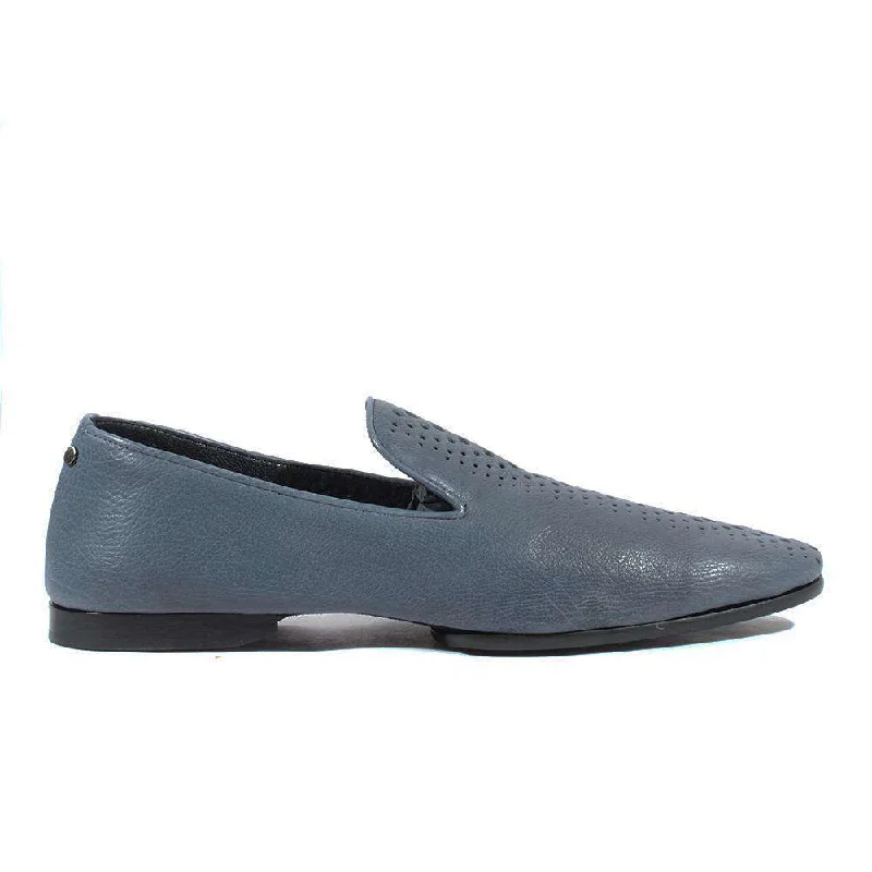 Loafers with solid heels-Cesare Paciotti Luxury Italian Italian Men's Designer Shoes Hippie Navy Leather Loafers (CPM2644)