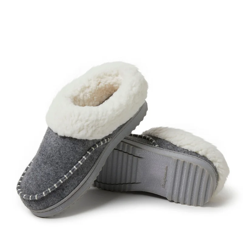 vent airy slippers-Dearfoams Women's Nyla Felted Plaid Moccasin Toe Clog Slipper