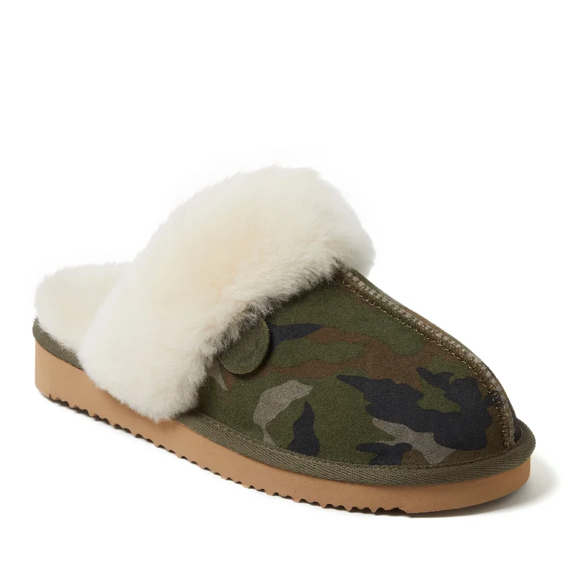 plush men’s slippers-Fireside By Dearfoams Women's Sydney Genuine Shearling Scuff