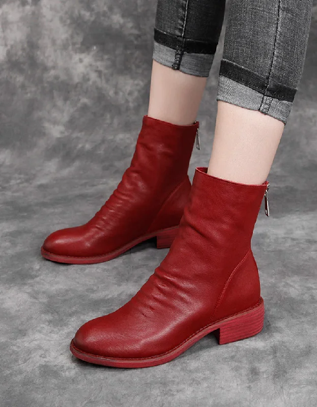 Boots with quick-dry lining-Sheepskin Handmade Chelsea Boots Red