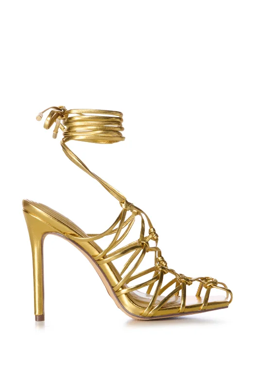 best sandals for comfort-AMENRA-GOLD ROPE STILETTO SANDAL