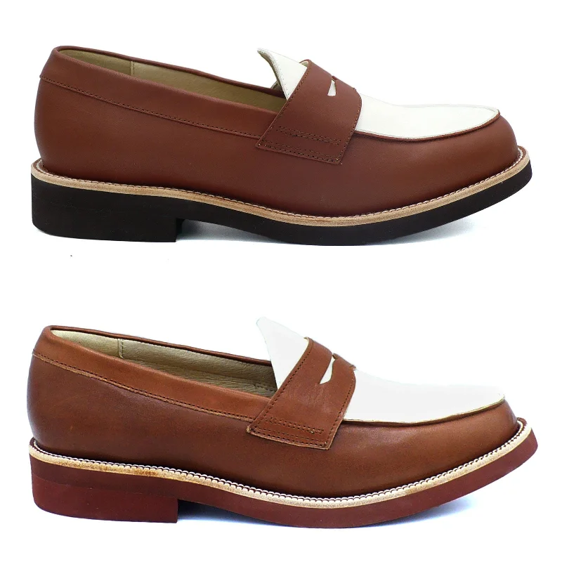 Brown Leather/White Nubuck