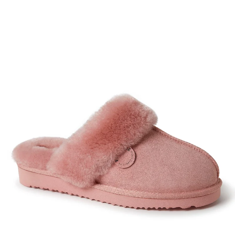 hardy men’s slippers-Fireside By Dearfoams Women's Sydney Genuine Shearling Scuff