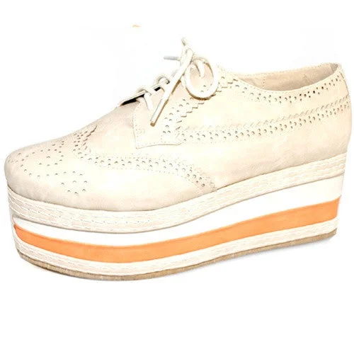 flats near entertainment hubs-Sand platform oxford shoes