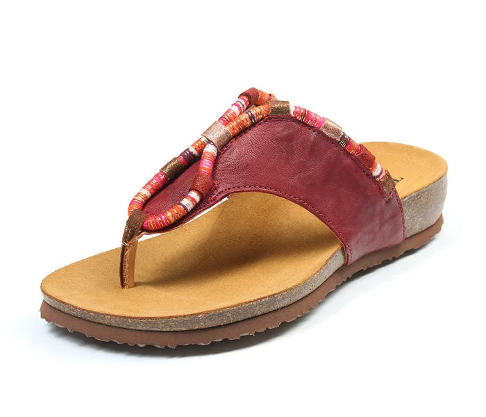 sandals near food markets-Think! Julia  Beaded Thong211-5000 CHERRY