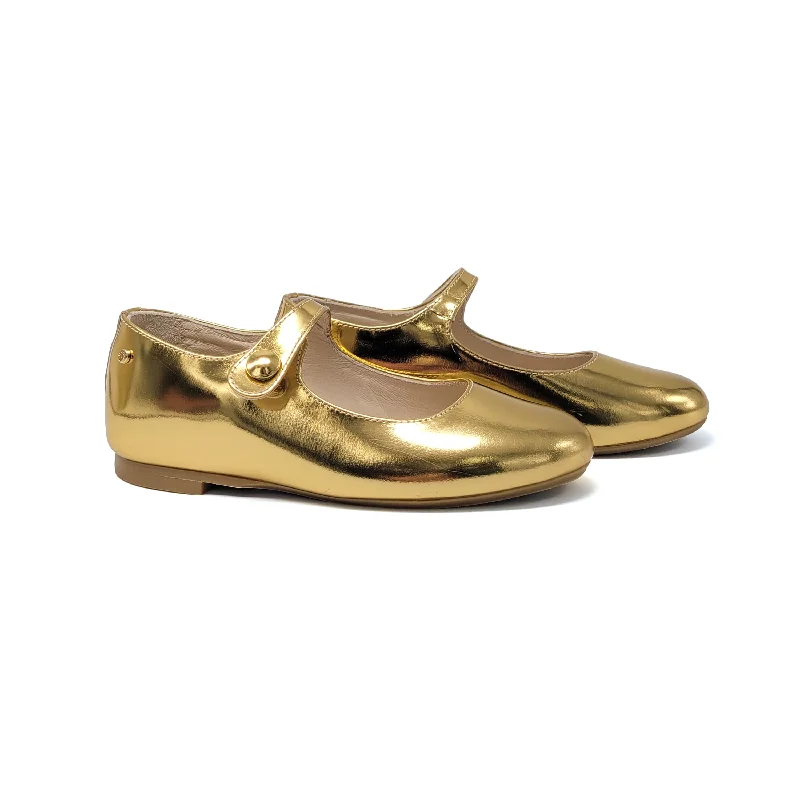 Mary Jane shoe for chic insoleManuela De Juan Gold Mirror Mary Jane S2970