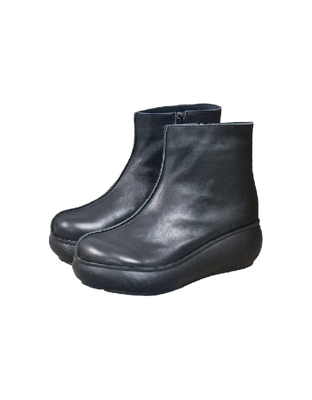 Boots with breathable lining-Wedge Retro Women's Short Boots | Gift Shoes