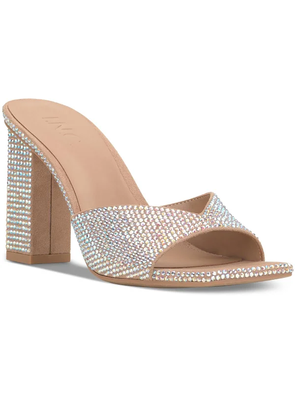 matte nude high heels-Belle Womens Sequined Slip-On Heels