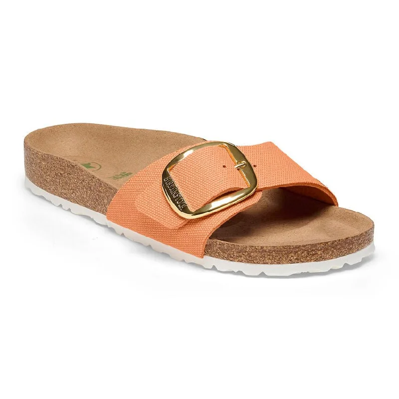 sandals with cushioned soles-Madrid Big Buckle Rivet Logo Textile Vegan Canvas Papaya