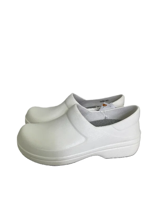 modern flats with balcony-Shoes Flats By Crocs In White, Size: 8