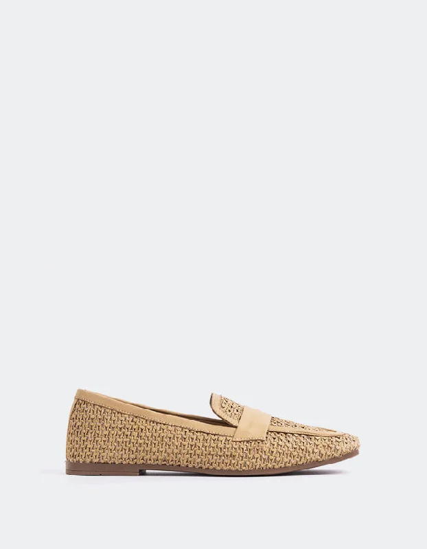 Loafers with cozy charm-Brescia Camel Rafia