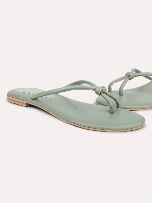 flats with rooftop access-Women Green One Toe Flats