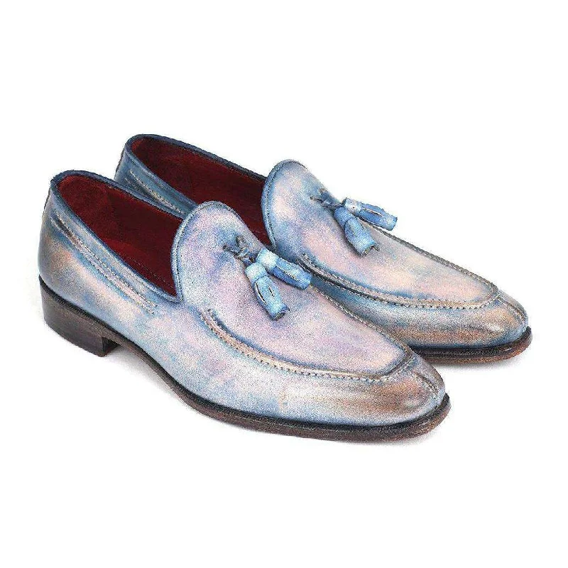 Loafers with classy details-Paul Parkman Handmade Designer Shoes Tassel Lila Hand-Painted Loafers (PM5456)