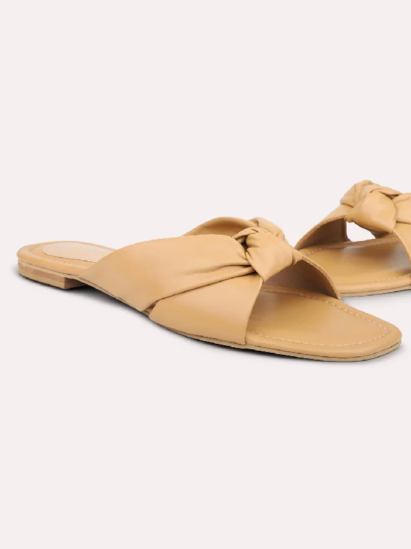 minimalist flats decor-Women Beige Open Toe Flats