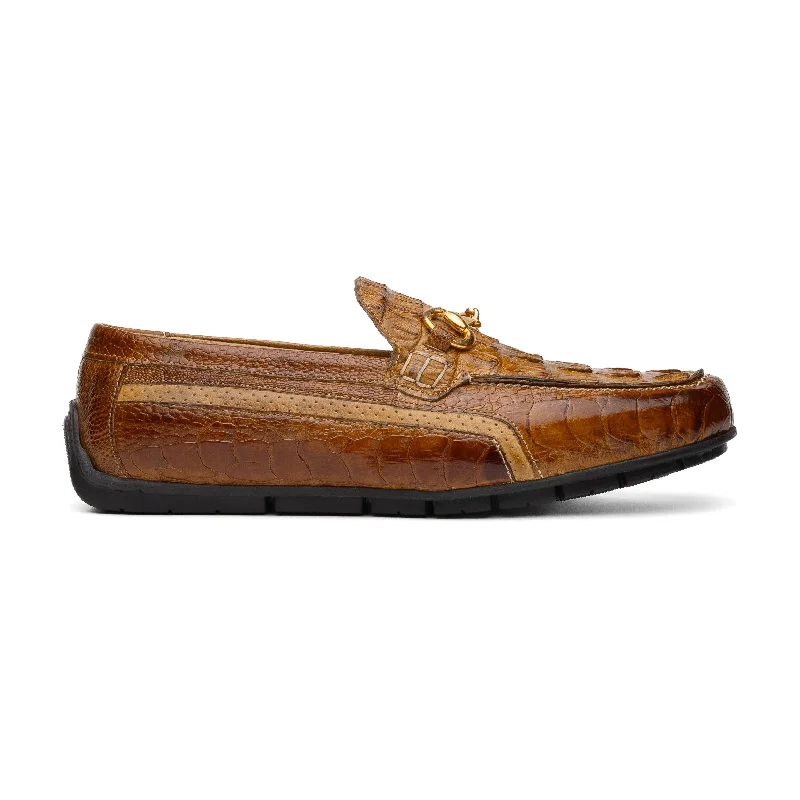 Loafers with velvety lining-Mauri Polo 3501 Men's Shoes Mustard Exotic Hornback / Ostrich Leg / Calf-Skin Leather Moccasin Driver Horsebit Loafers (MA5604)