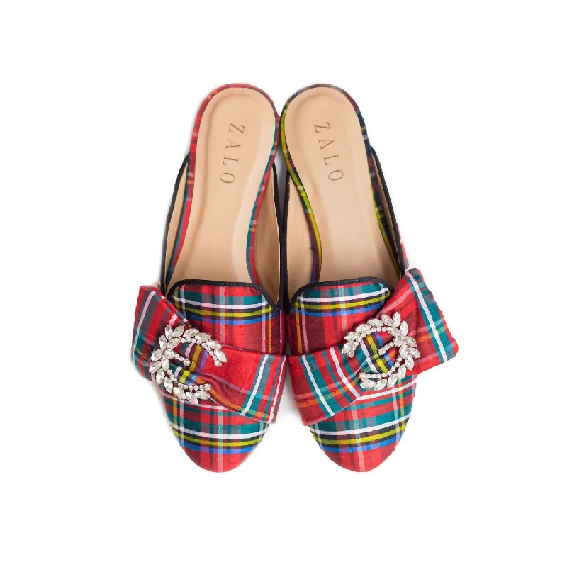 water-safe slippers-Cheers Mule In Tartan