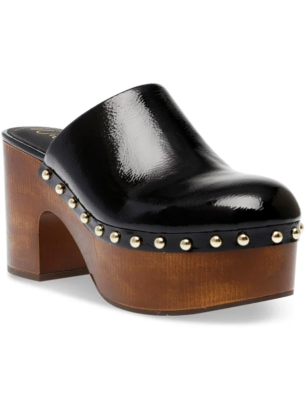 comfy men’s slippers-Adorre Womens Faux Leather Studded Clogs