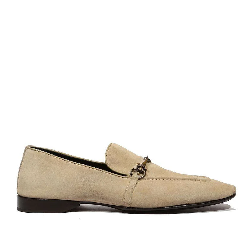 Loafers for beachside events-Cesare Paciotti Luxury Italian Men's Vit Camoscio Beige Sand Loafers (CPM5109)