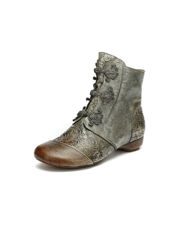 Boots with modern rush-Chinese Buckle Front Ethnic Style Handmade Retro Boots