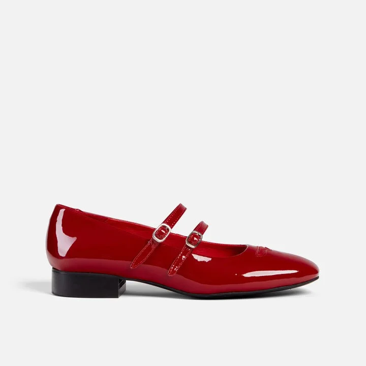 Mary Jane shoe with bold buckleRuby Red Patent Mary Jane - Women's