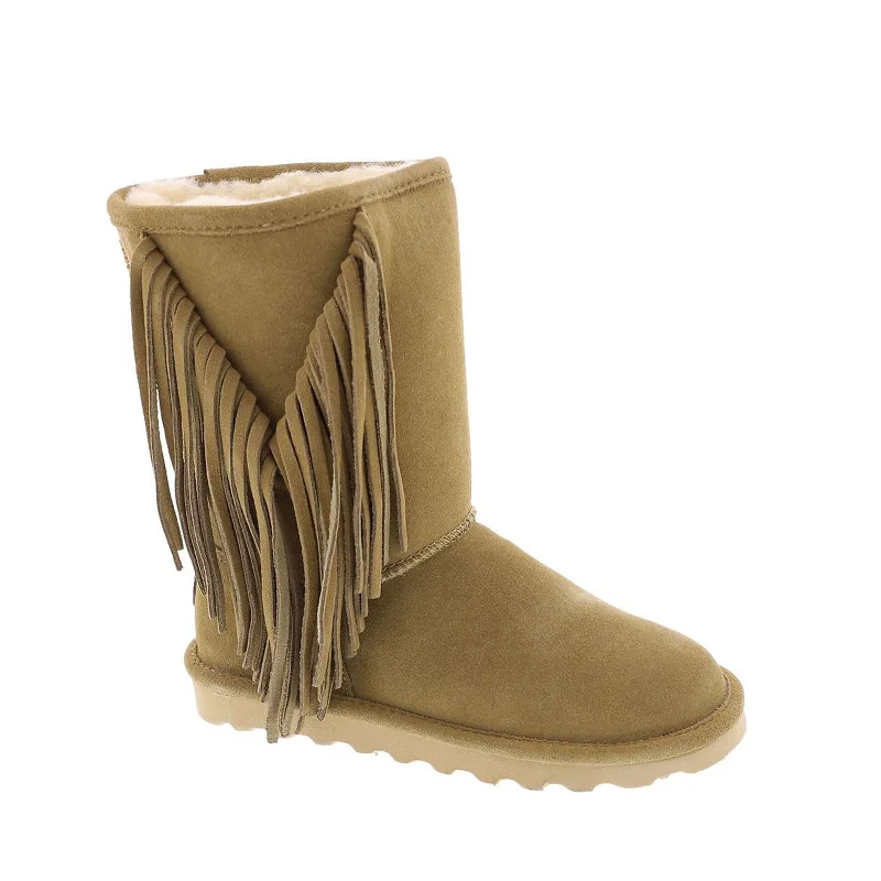 Boots for rainy zap-Women's Shoes Bearpaw CHERILYN Fringe Suede Boots 2963W ICED COFFEE