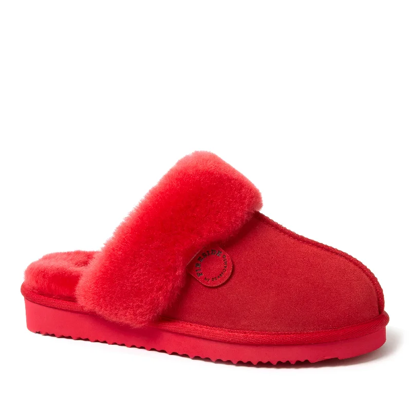 fuzzy men’s slippers-Fireside by Dearfoams Women's Sydney Genuine Shearling Scuff Slipper